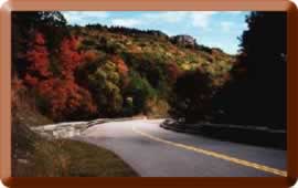 The Bllue Ridge Parkway just past the entrance to Grandfather