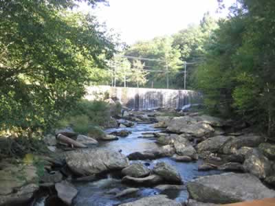 The Elk River runs through town behind Lees MacRae College